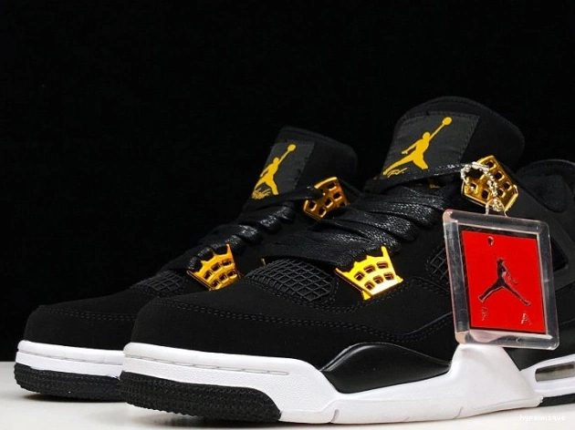 HYPE Air Gold-White Black Royalty 4 308497-032 Metallic Jordan 0704